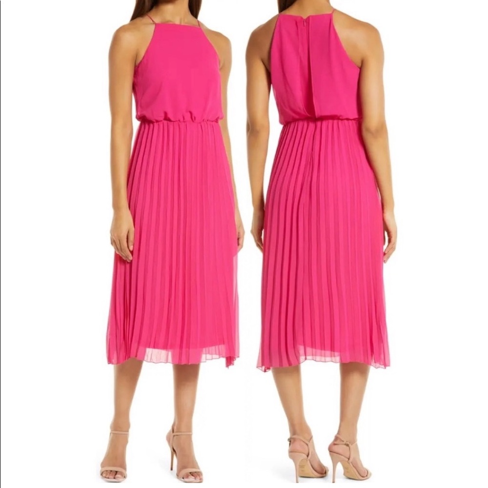 Sam Edelman Pink Pleated Midi Dress
